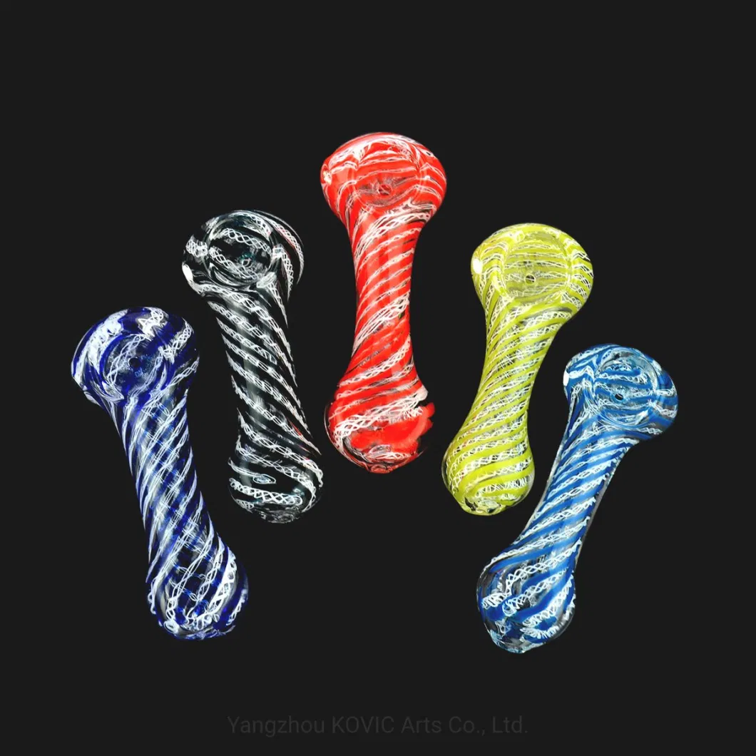 3.5" Hand Pipe Swirling Art Press Mouth Glass Smoking Pipe Smoking Accessories