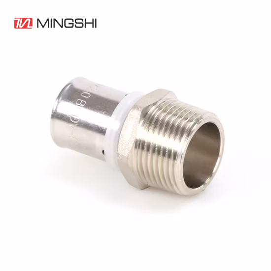 Raccordi a pressare Mingshi Equal Tee in ottone con profilo a U per tubi multistrato Pex Pert per acqua e gas